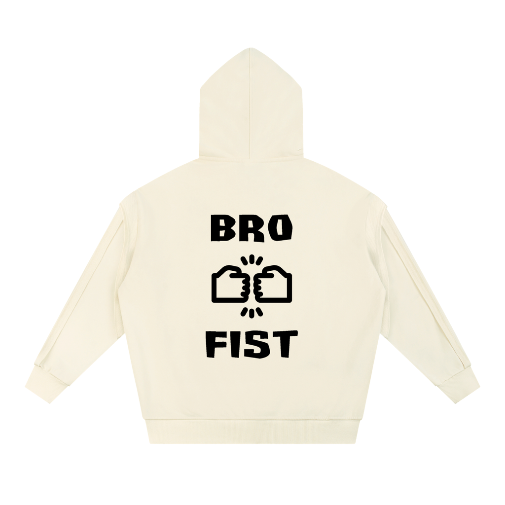 Contrast Tape Raw Edge Double Layered Zip Hoodie