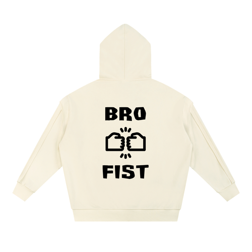 Contrast Tape Raw Edge Double Layered Zip Hoodie