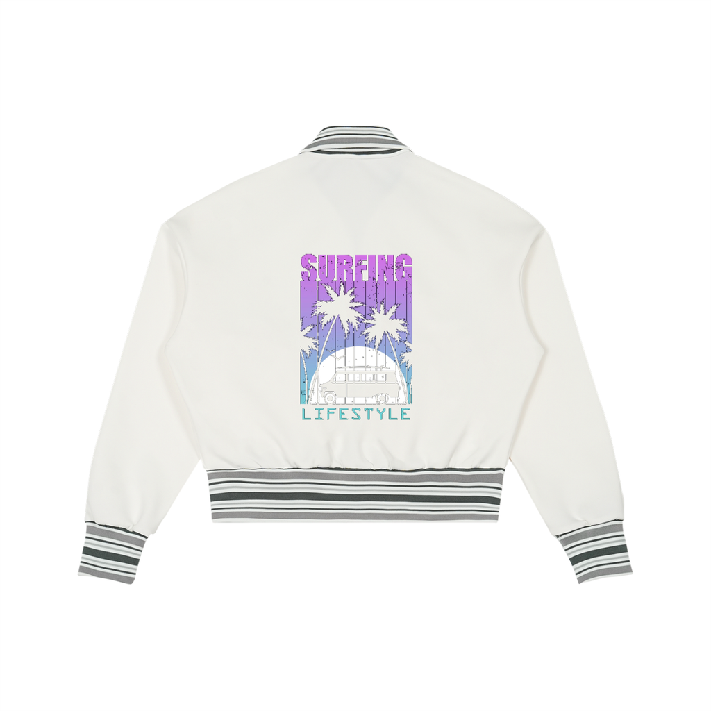 Striped Rib Collar Zip Jacket