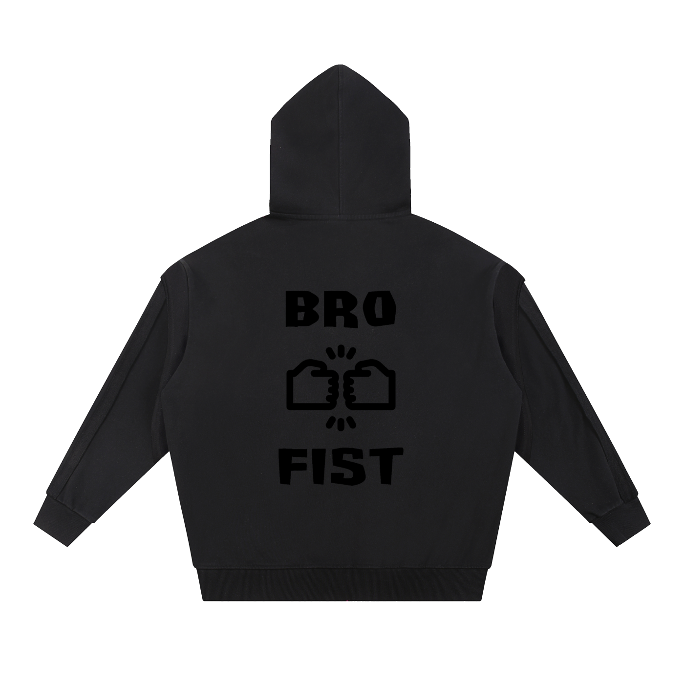 Contrast Tape Raw Edge Double Layered Zip Hoodie