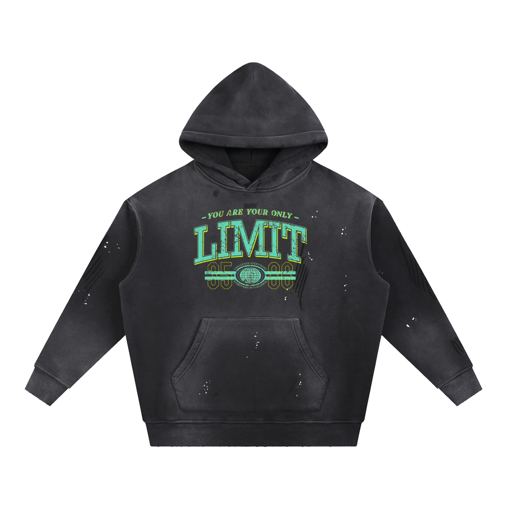 Vintage Washed Frayed Fleece Hoodie