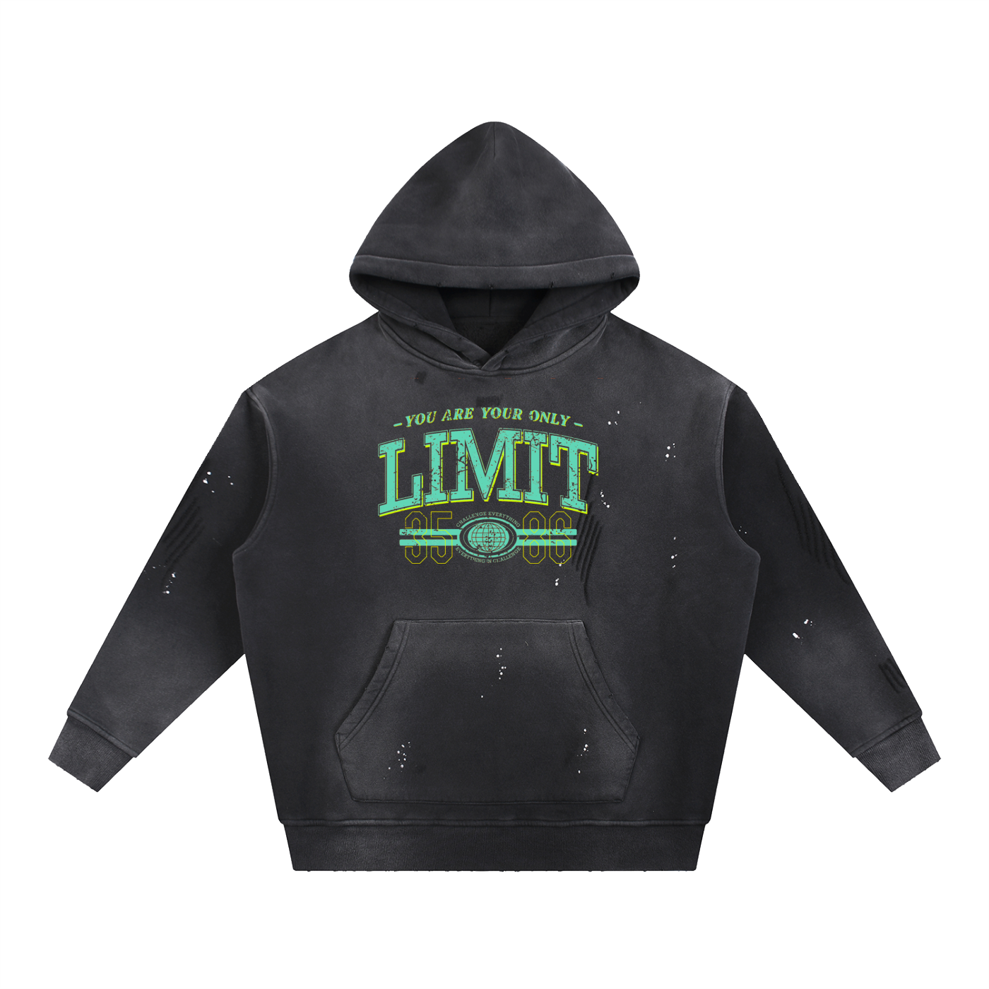 Vintage Washed Frayed Fleece Hoodie