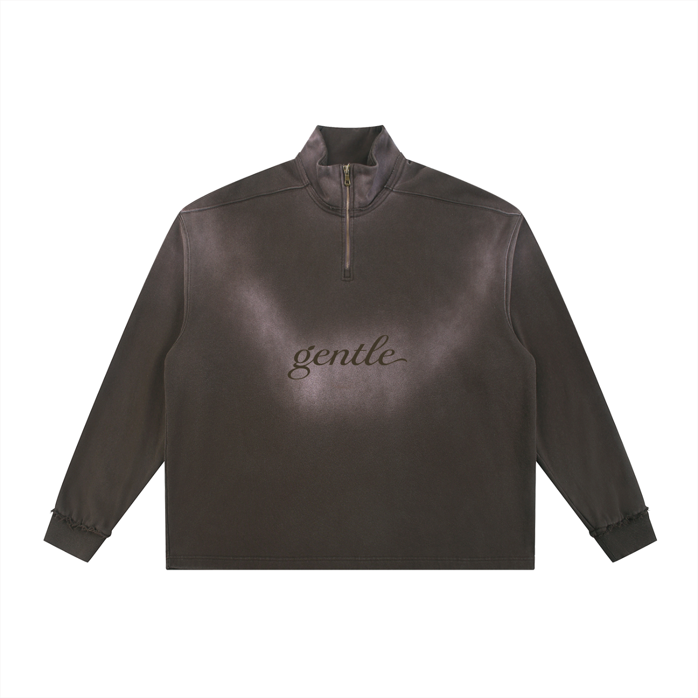 Sun Fade Raw Edge Quarter-Zip Sweatshirt
