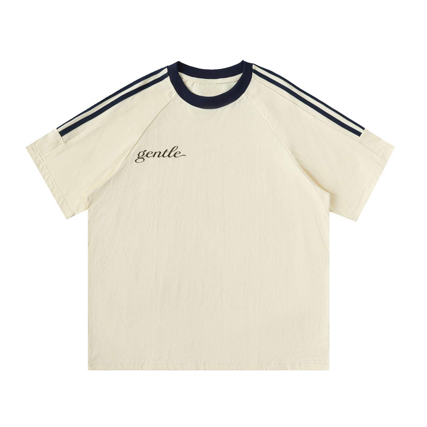 Contrast Tape Crewneck Cotton T-Shirt
