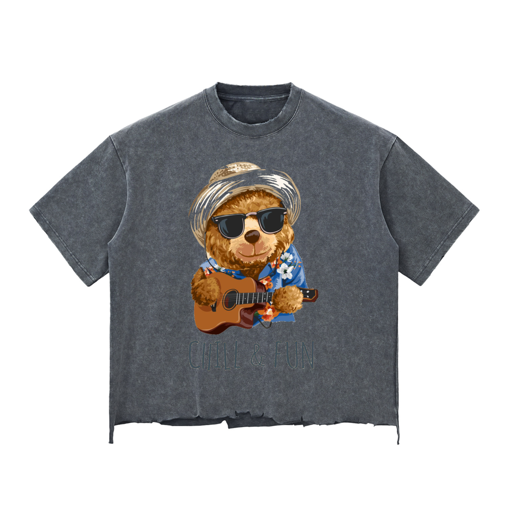 Snow Wash Raw-Hem Boxy T-shirt