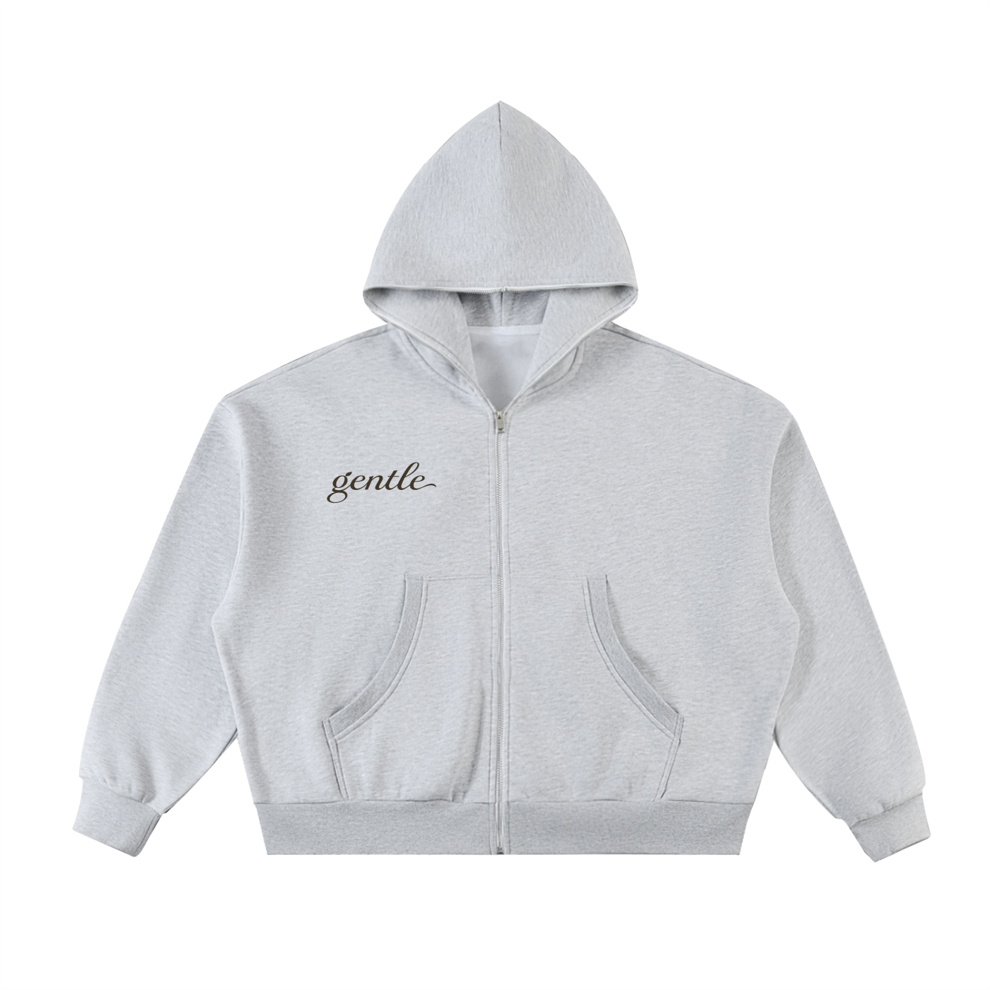 Fleeced Full-Zip Boxy Hoodie
