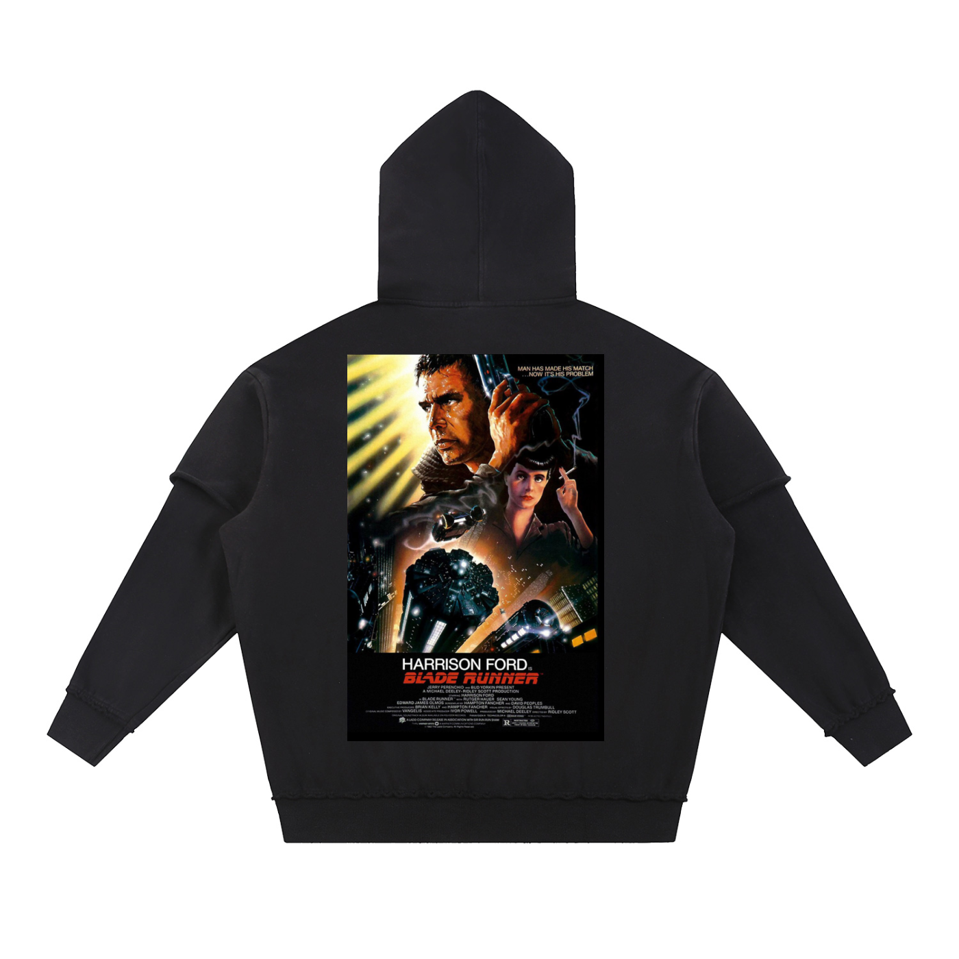 Snow Washed Raw Edge Double Layered Hoodie